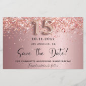 Papier Budget Quinceanera blush pink save the date (Devant)