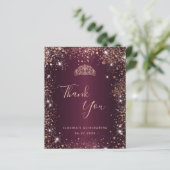 Papier Budget Quinceanera Bourgogne or rose Merci (Debout devant)