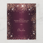 Papier Budget Quinceanera Bourgogne or rose Merci (Dos)