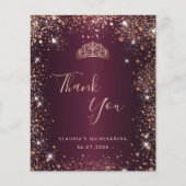 Papier Budget Quinceanera Bourgogne or rose Merci (Devant)