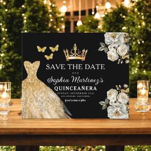 Papier Budget Quinceanera Floral Gold Enregistrer la date