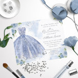 Papier Budget Quinceanera Invitation Argent Blue Gown<br><div class="desc">Budget Quinceanera Invitation Argent Blue Gown</div>