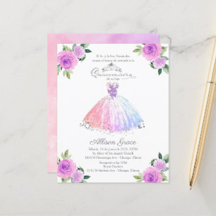 Papier Budget Quinceanera Invitation Pastel Colours Gown