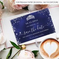 Budget Quinceanera marine bleu argent date de sauv