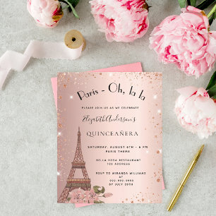 Papier Budget Quinceanera Paris Invitation d'or rose