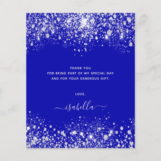 Papier BUDGET Quinceanera parties scintillant bleue royal (Dos)