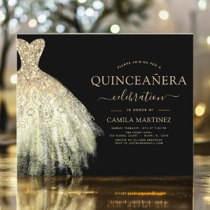 Papier Budget Quinceanera Parties scintillant noir et or