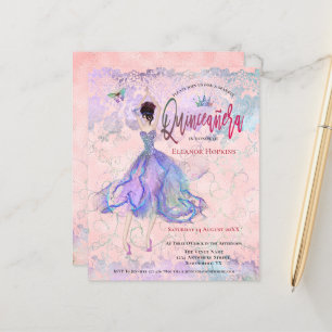 Papier Budget Quinceanera Pink Dancing Girl Invitation