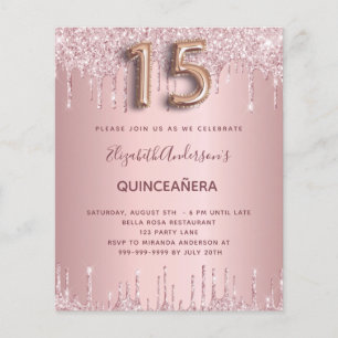 Papier BUDGET Quinceanera poussiéreux rose parties scinti