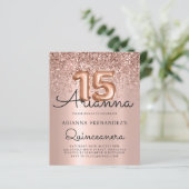 Papier Budget Quinceañera Rose Or 15e anniversaire Invita (Debout devant)