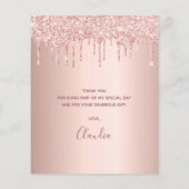Papier Budget Quinceanera rose or blush Merci (Dos)