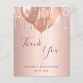 Papier Budget Quinceanera rose or blush Merci (Devant)