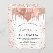Papier Budget Quinceanera rose or parties scintillant inv (Devant / Derrière)