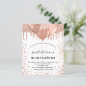Papier Budget Quinceanera rose or parties scintillant inv (Debout devant)