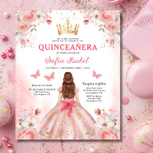 Papier Budget Quinceañera Rose Pâle Floral Papillon