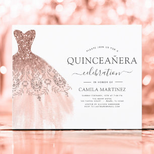 Papier Budget Quinceanera Rose Pâle - Paillettes Or Rose