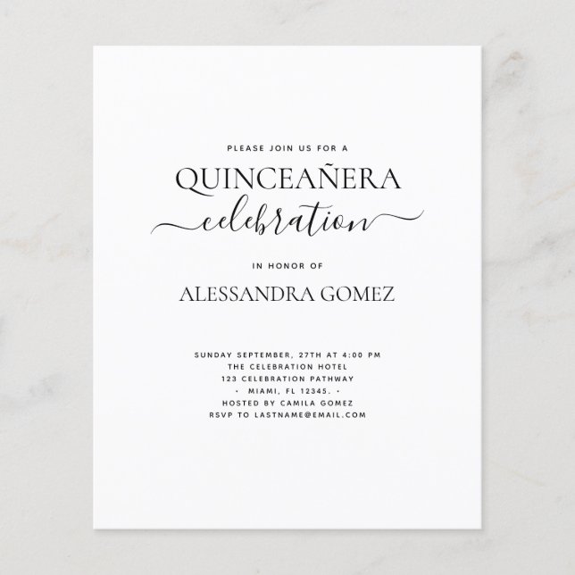 Papier Budget Quinceanera Simple (Devant)