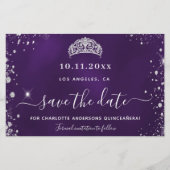 Papier Budget Quinceanera violet argent parties scintilla (Devant)