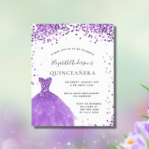 Papier Budget Quinceanera violet robe blanche parties sci