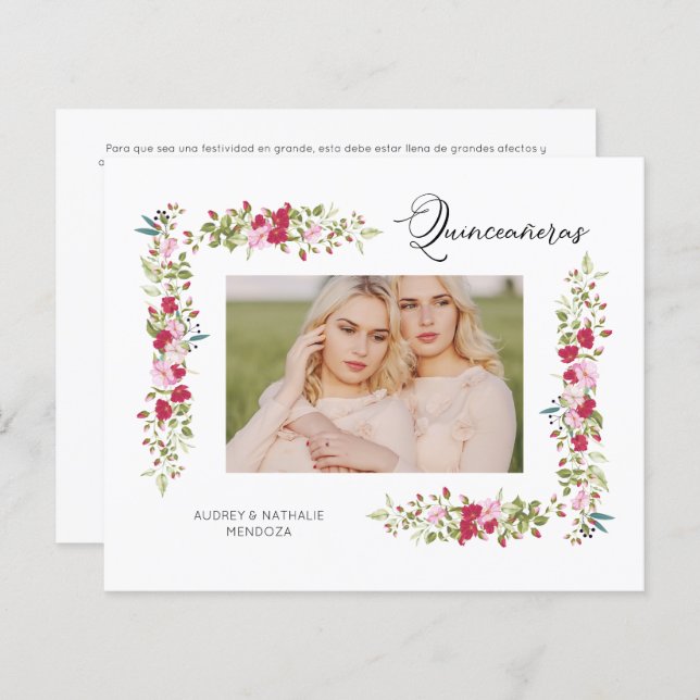 Papier Budget Quinceañeras Spanish Floral Photo  (Devant / Derrière)