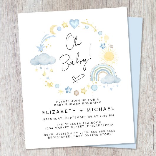 Papier Budget Rainbow Baby Boy Couples Douche Invitation