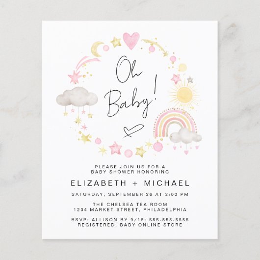 Papier Budget Rainbow Baby Girl Couples Show Invitation (Devant)