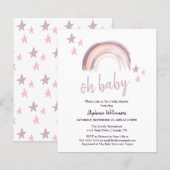 Papier Budget Rainbow Boho oh bébé Fête de naissance Rose (Devant / Derrière)