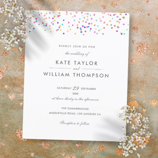 Papier Budget Rainbow Confetti Faire-part de mariage