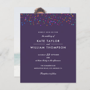 Papier Budget Rainbow Confetti Purple Faire-part de maria