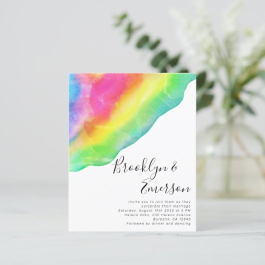 Papier Budget Rainbow Gay Faire-part de mariage (Debout devant)