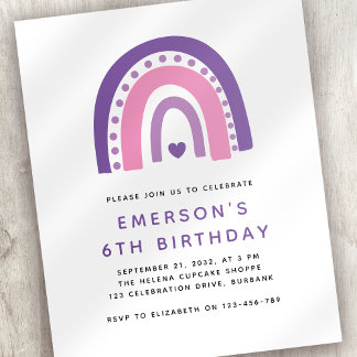 Papier Budget Rainbow Invitation de fête d'anniversaire p