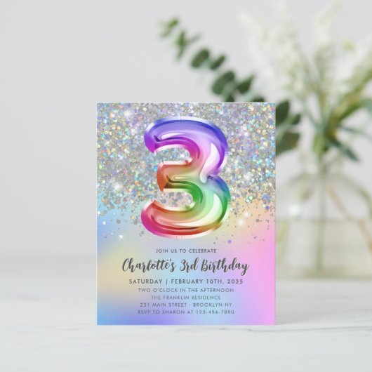 Papier Budget Rainbow Parties scintillant Foil Balloon 3e (Debout devant)