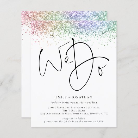 Papier Budget Rainbow Parties scintillant Nous faisons QR (Devant / Derrière)