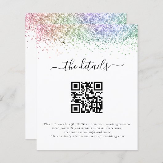 Papier Budget Rainbow Parties scintillant QR Code Détails (Devant / Derrière)