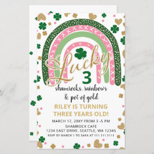 Papier Budget Rainbow St Patrick Girl Birthday Invitation