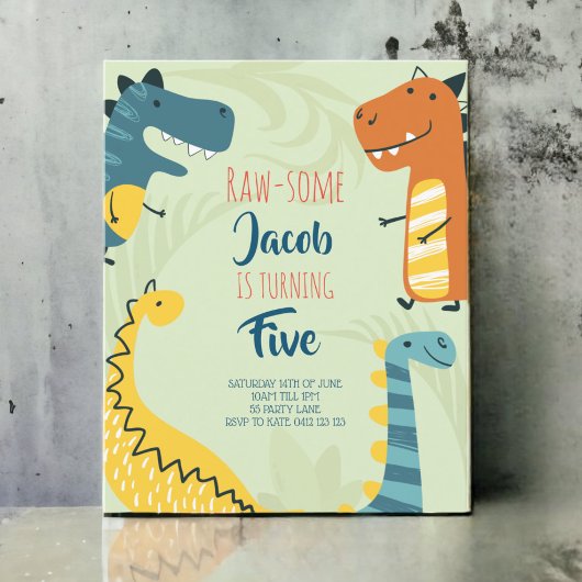 Papier Budget, Raw-some mignon Dinosaur Invitation Annive
