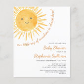 Papier Budget Ray Of Sunshine Baby shower Invitation (Devant)