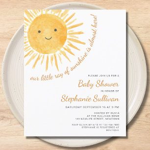Papier Budget Ray Of Sunshine Baby shower Invitation