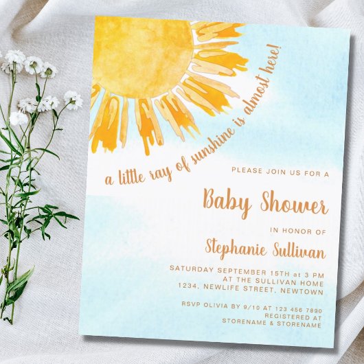 Papier Budget Ray of Sunshine Boho Baby shower Invitation