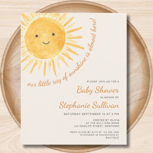 Papier Budget Ray Of Sunshine Boho Baby shower Invitation