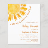 Papier Budget Ray of Sunshine Couples Baby shower Invitat (Devant)