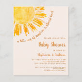 Papier Budget Ray of Sunshine Couples Baby shower Invitat (Devant)