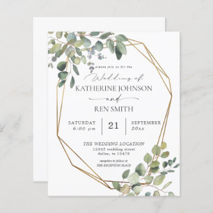 Papier Budget REC Rustique Eucalyptus & Gold Frame Mariag