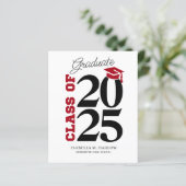 Papier Budget Red Black Graduation Faire-part (Debout devant)