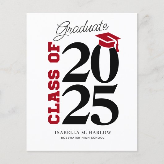 Papier Budget Red Black Graduation Faire-part (Devant)