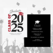 Papier Budget Red Black Graduation Faire-part