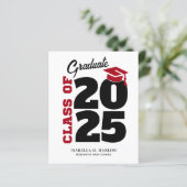 Papier Budget Red Black Retro Graduation Faire-part (Debout devant)