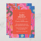 Papier Budget Red Boho Floral Baby shower élégant Invitat (Devant / Derrière)