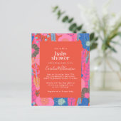 Papier Budget Red Boho Floral Baby shower élégant Invitat (Debout devant)