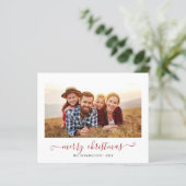 Papier BUDGET Red Buffalo Plaid Script Photo de Noël (Debout devant)